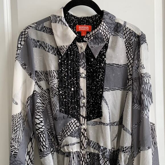 Kirna Zabete X Target Large Mesh Mix Up Hi-Low Button Up Shirt Dress - Picture 4 of 11